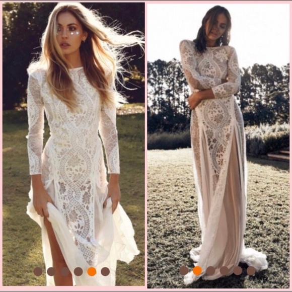 π°π»HPx7 ππ¨1 Large Left β οΈβ’ Bohemian Style Lace Wedding Dress - Picture 3 of 13
